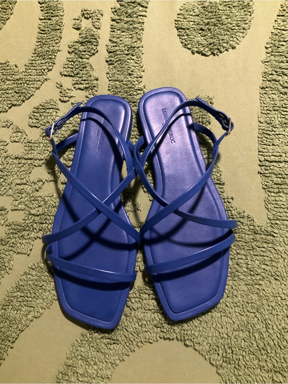 NWT Banana Republic Capri Blue Strappy Flat Sandals Size 8